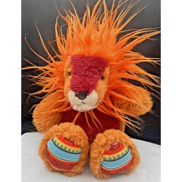 13" Soft Red Orange Southwest Style Lion Plush Aurora 2021 Proud Noble Colorful - Picture 1 of 7